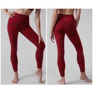 Athleta Red Patterned Leggings NWT